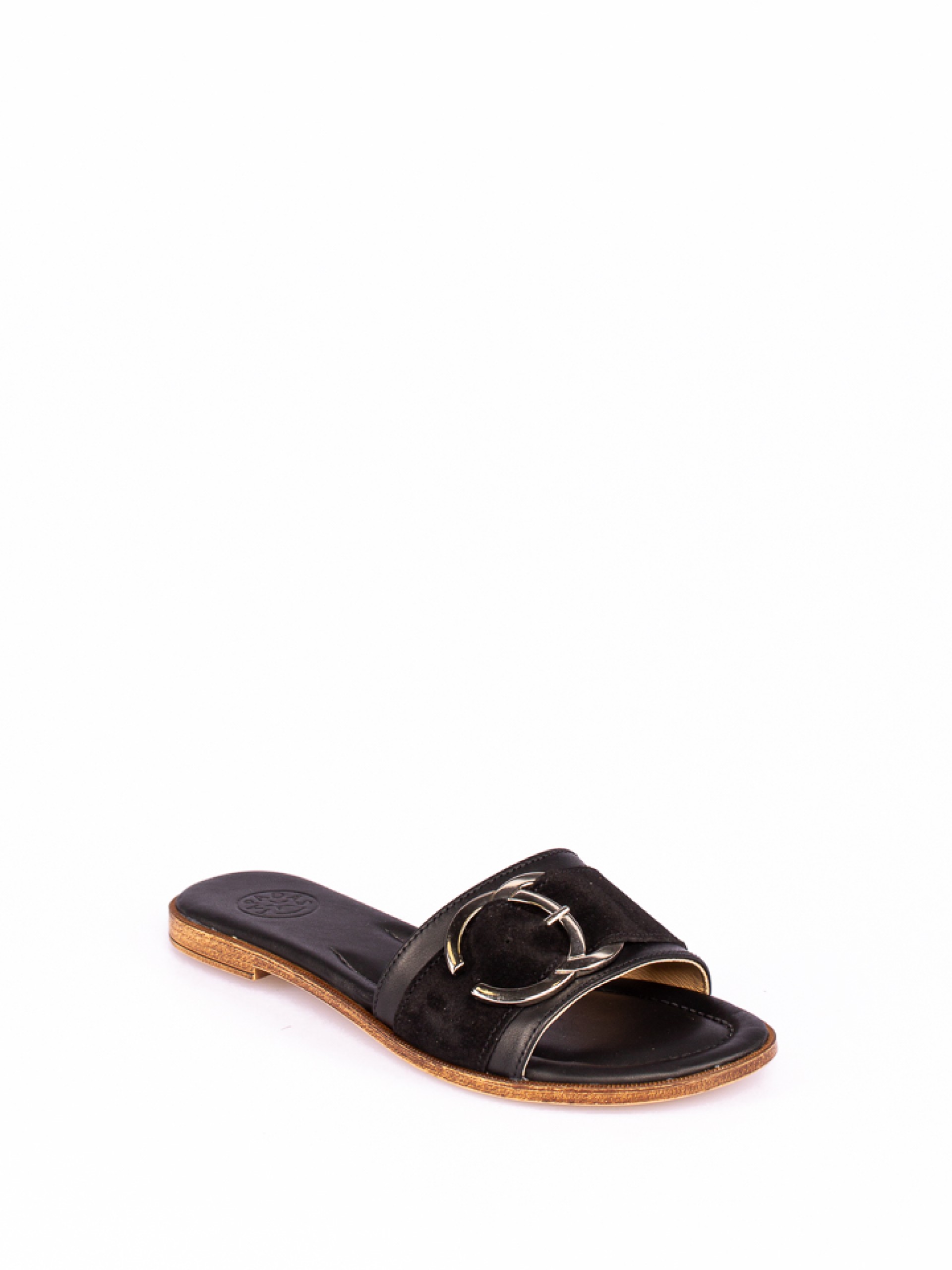 Leather and Suede Slipper with Buckle