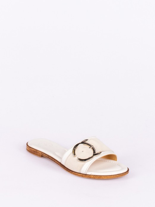 Leather and Suede Slipper with Buckle