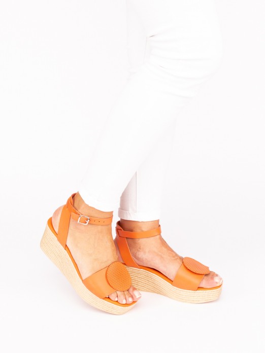 Wedge Sandal with Leather Application