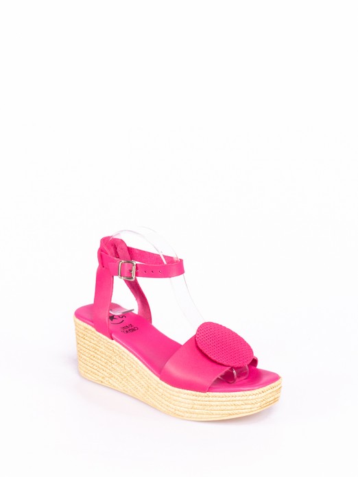 Wedge Sandal with Leather Application