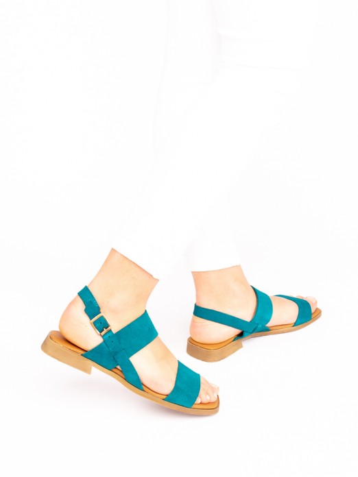 Two Straps Suede Flat Sandals