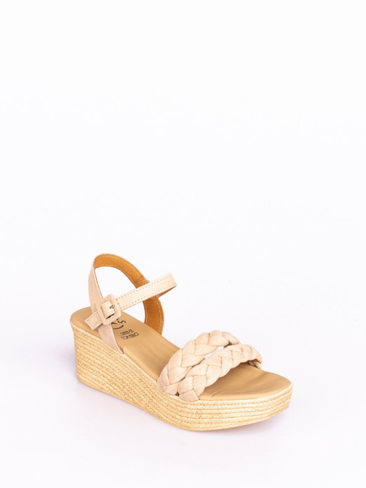 Suede Wedge Sandals with Braided Straps