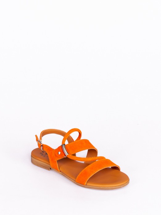 Flat Suede Sandals with Tubular Strap