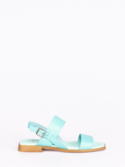 Two Straps Leather Flat Sandals