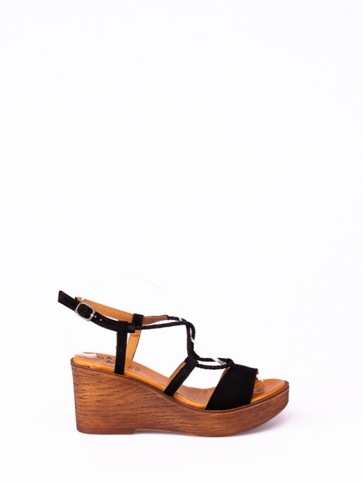 Wood Effect Wedge Sandals