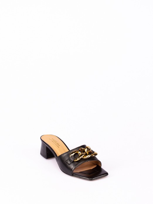 Leather Mules with Gold Application