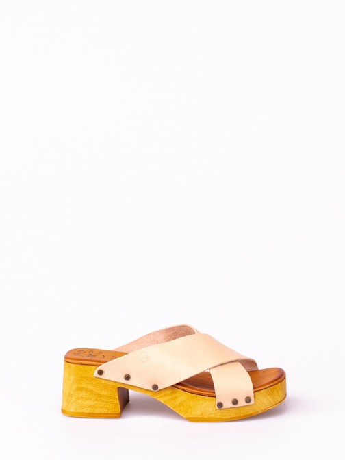 Crossed Leather Studded Clog