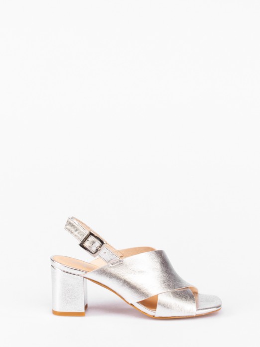Crossed Leather High-heel Sandals