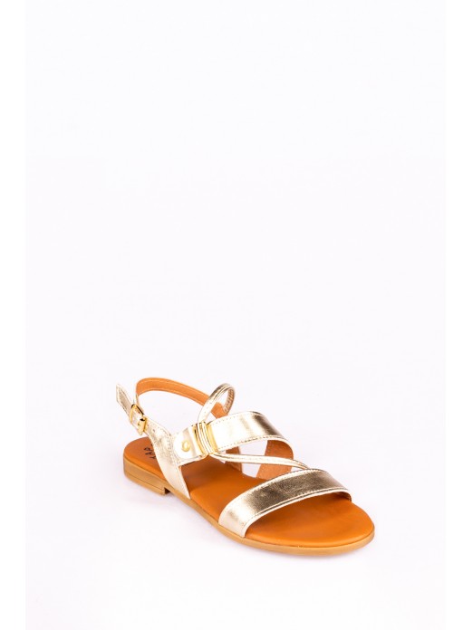 Flat Leather Sandals with Tubular Strap