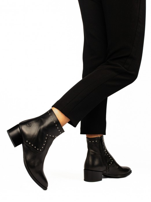 Leather Ankle Boots with Studs