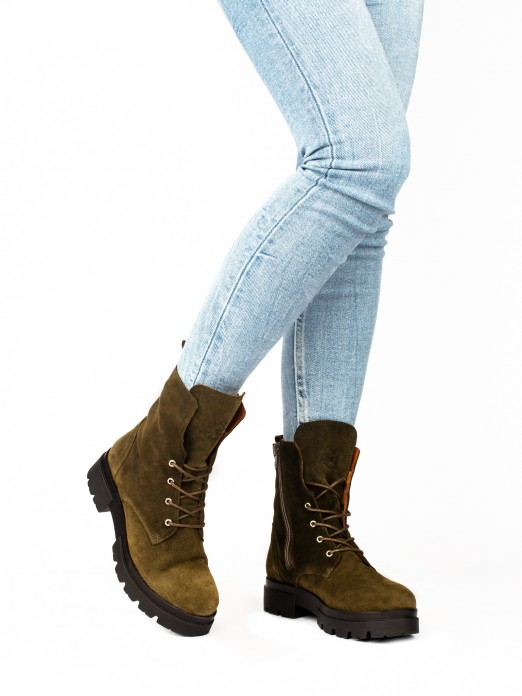 Suede Lace-up Boots