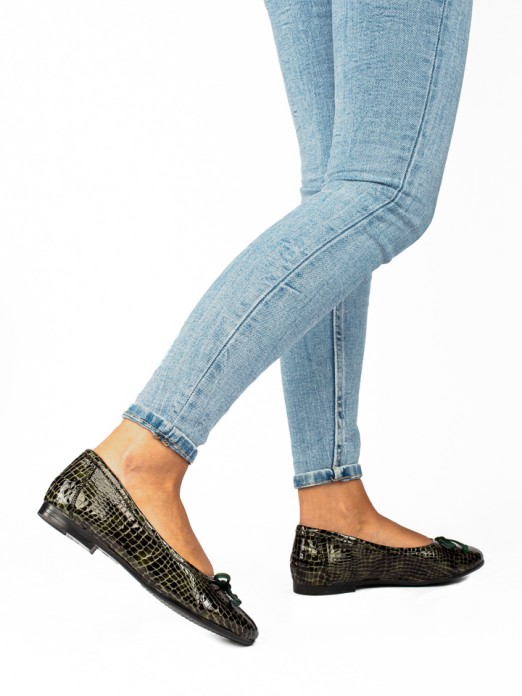 Croco Print Leather Ballerinas