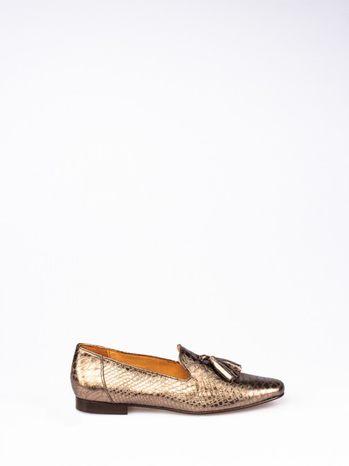 Reptile Print Leather Loafers