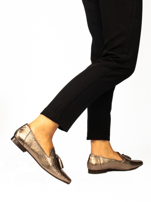 Reptile Print Leather Loafers