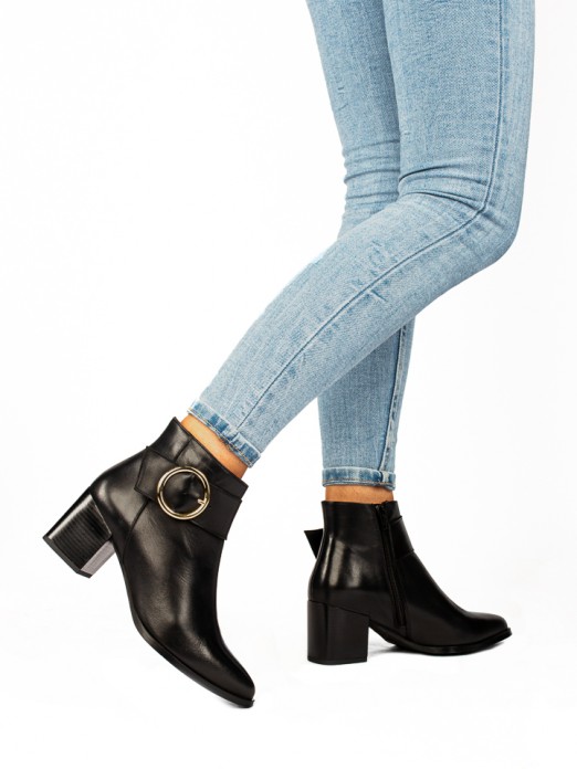 Leather Ankle Boots with Buckle