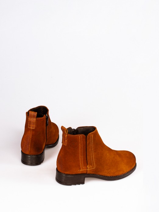 Suede Ankle Boot with Side Elastics