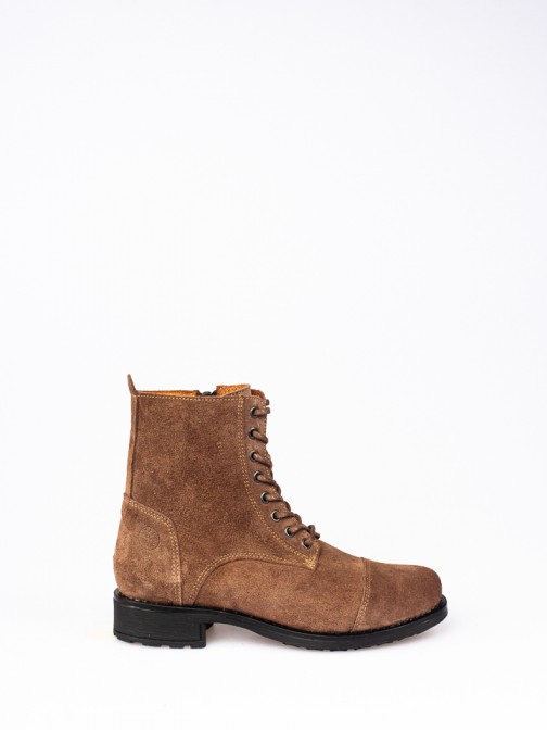 Lace-up Suede Ankle Boots