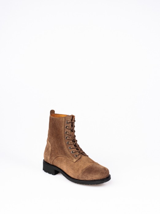 Lace-up Suede Ankle Boots