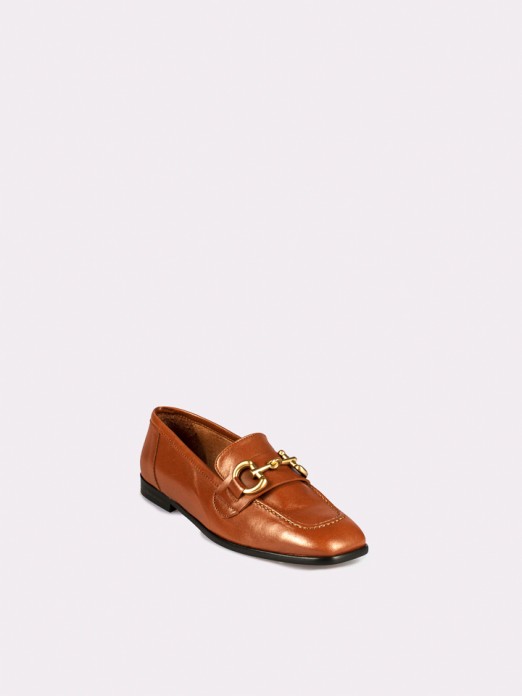 Leather Loafers with Square Heel