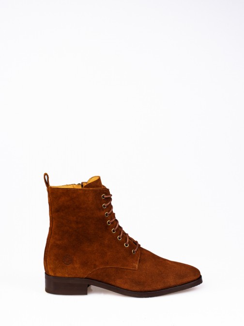 Suede Lace-up Ankle Boots