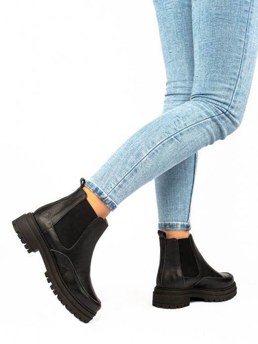 Leather Ankle Boots with Elastics