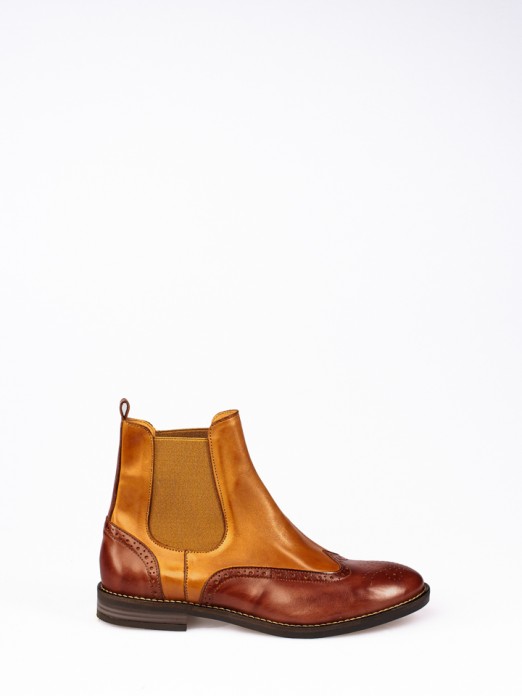Bicolor Leather Chelsea Ankle Boots