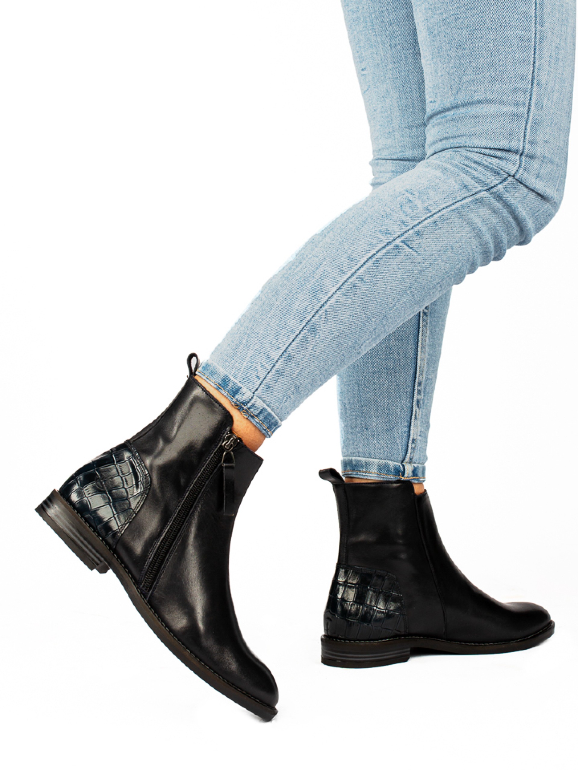 Botim em Pele Polida e Croco