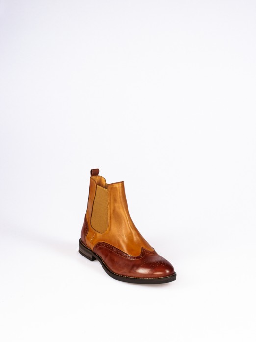 Bicolor Leather Chelsea Ankle Boots