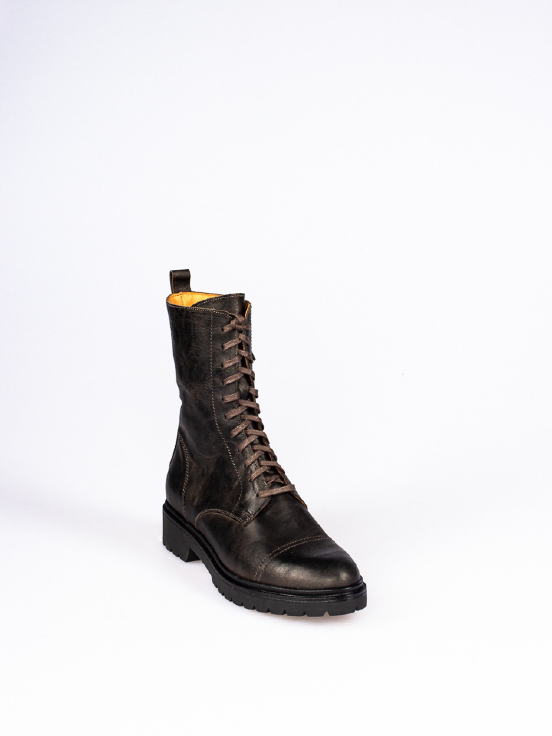 Leather Mid-calf Flat Boots