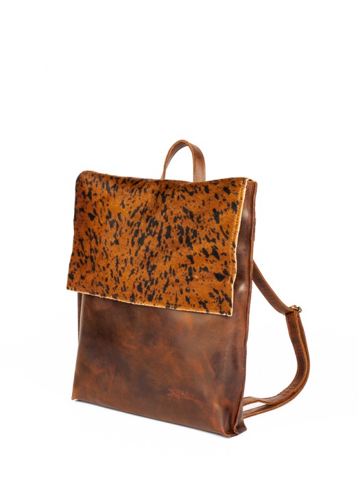 Animal-Print Leather Backpack