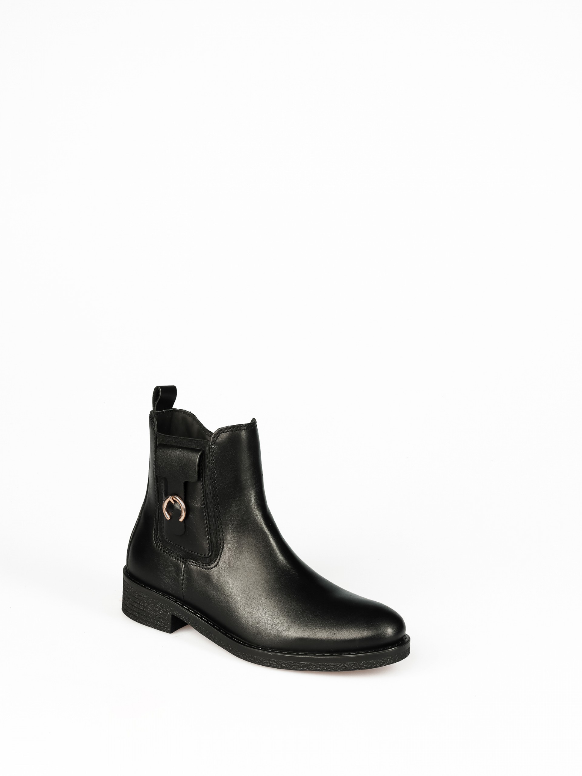 Leather Ankle Boots with Buckle