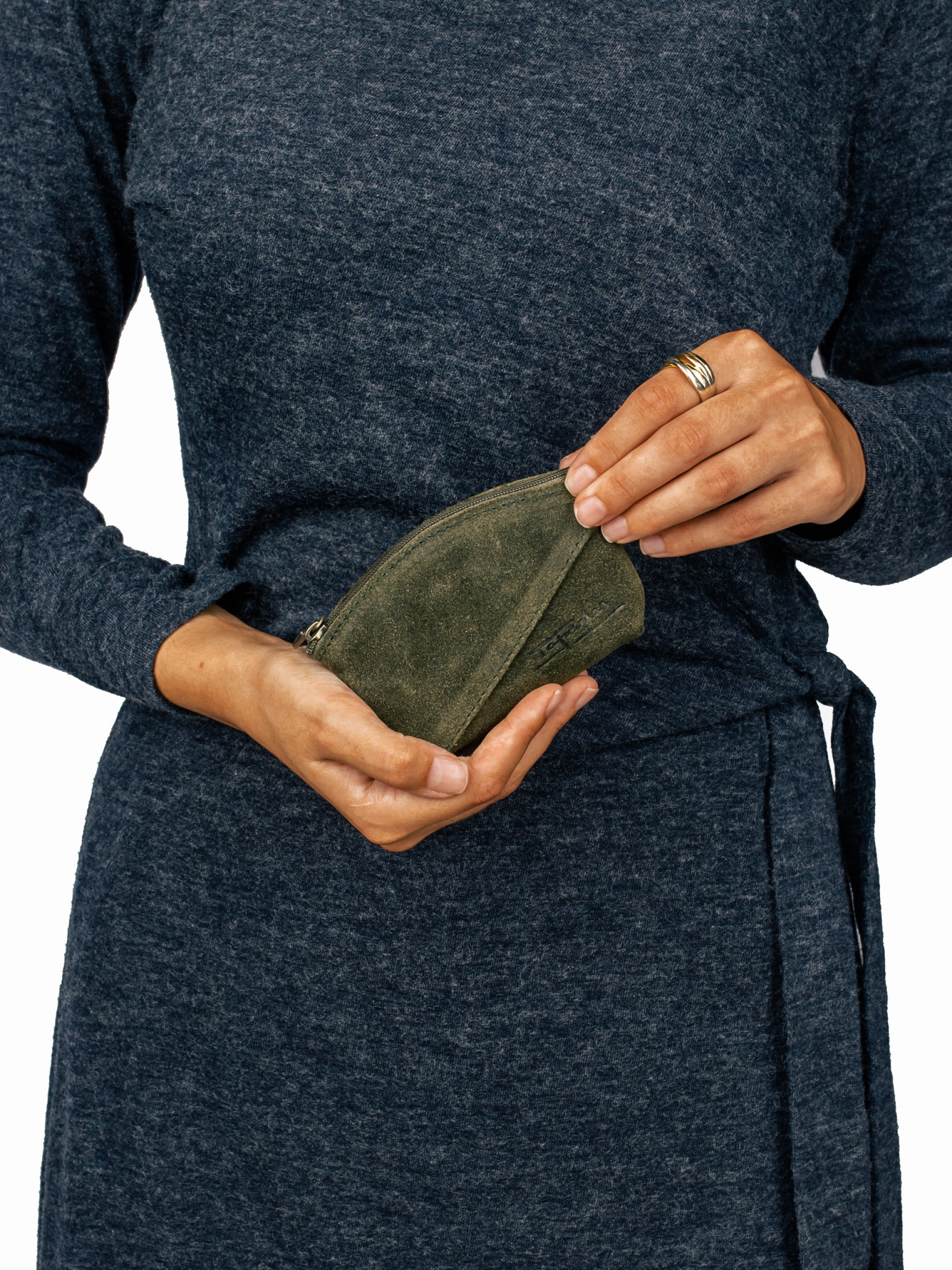 Suede Leather Round Wallet