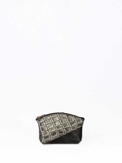 Croco Leather Round Wallet