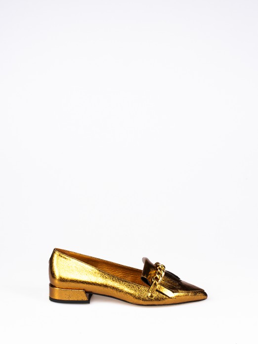 Tassel-Embellished Leather Shoes with  Fringes