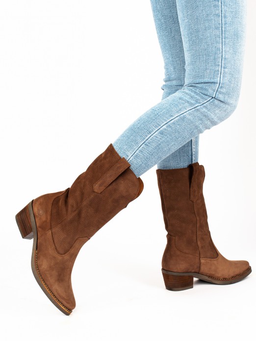 Knee-high Cowboy Suede Boots