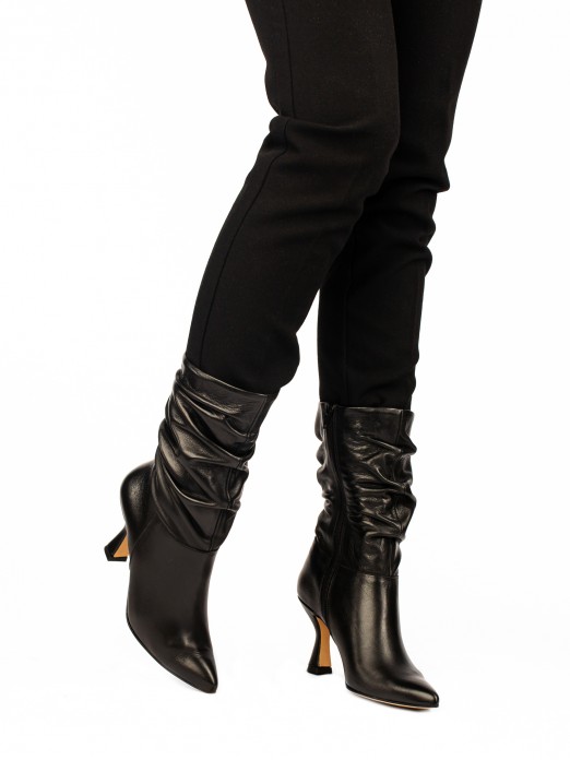 Leather Mid-Calf Boots