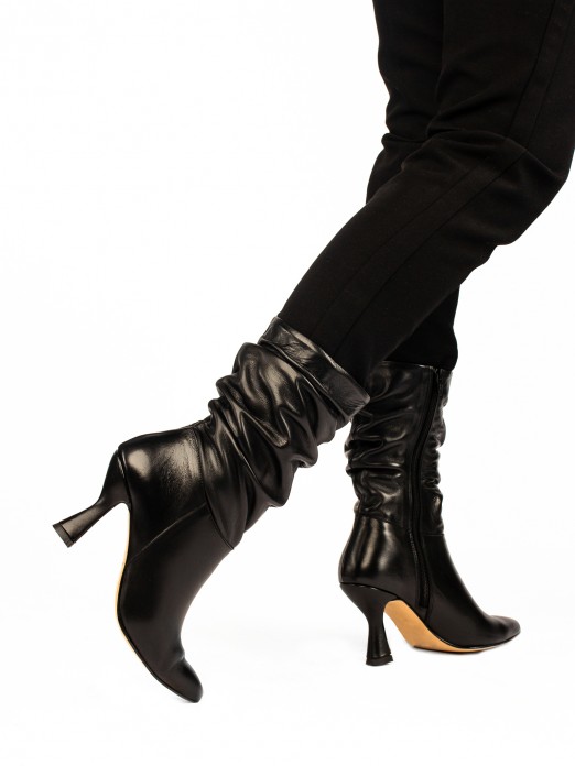 Leather Mid-Calf Boots