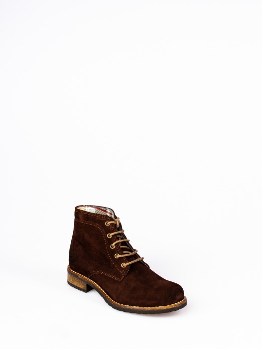 Suede Ankle Boots with Fabric