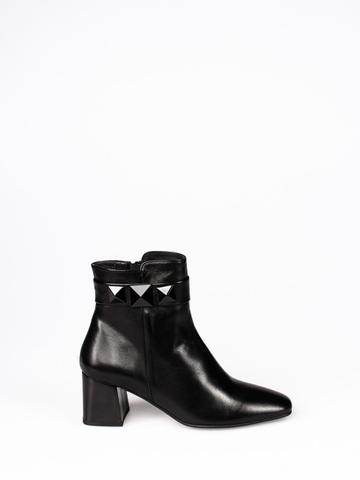 Leather Ankle Boots with Applications