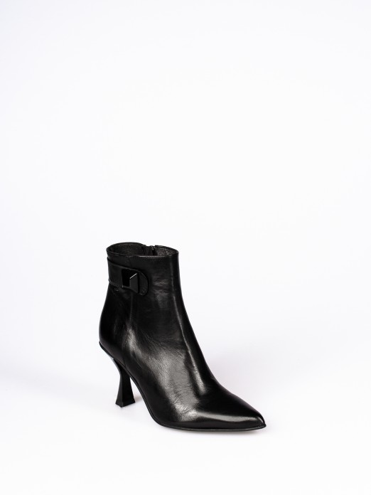 Leather Ankle Boots with Applications