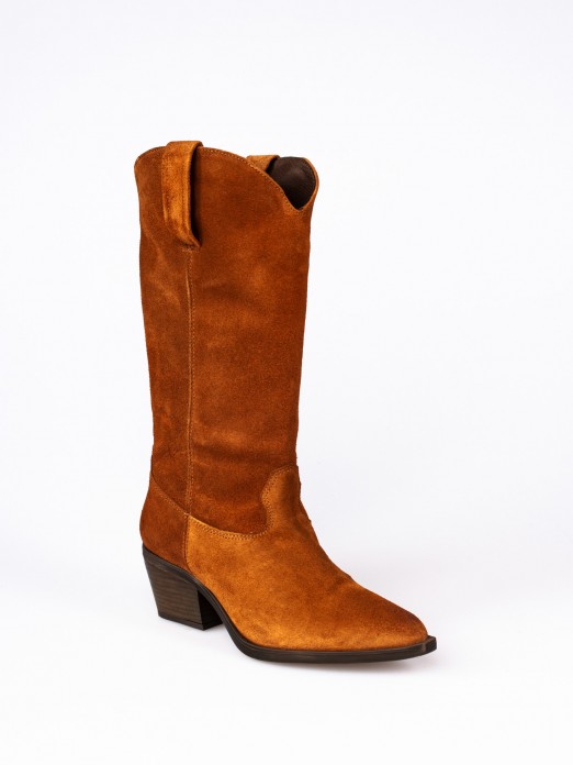 Cowboy High-heel Suede Boots