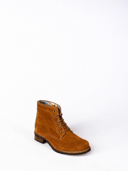 Suede Ankle Boots with Fabric