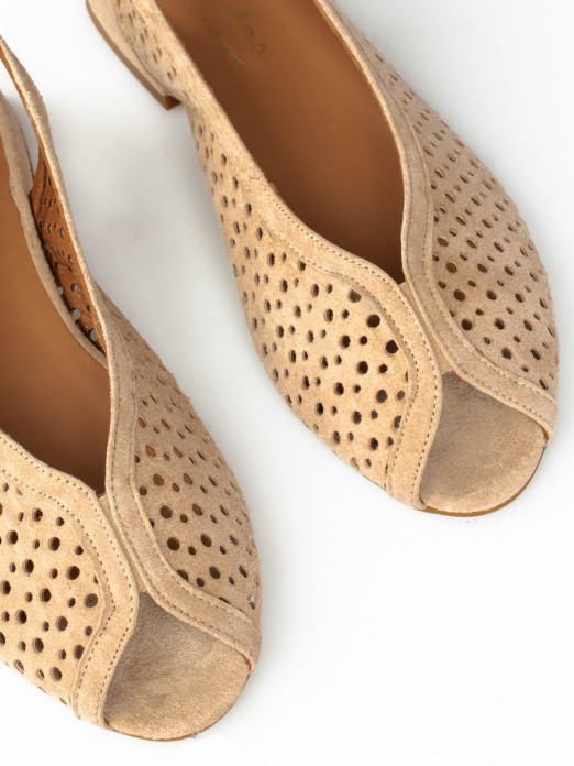 Perforated Suede Sandal