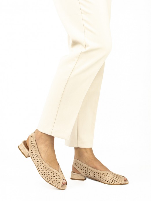 Perforated Suede Sandal