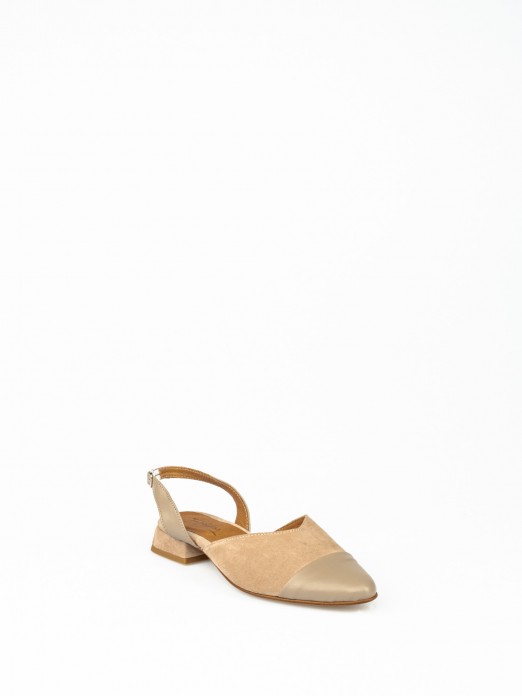 Suede Mule with Leather Toe Cap