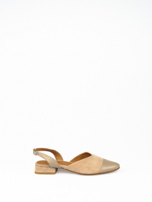 Suede Mule with Leather Toe Cap