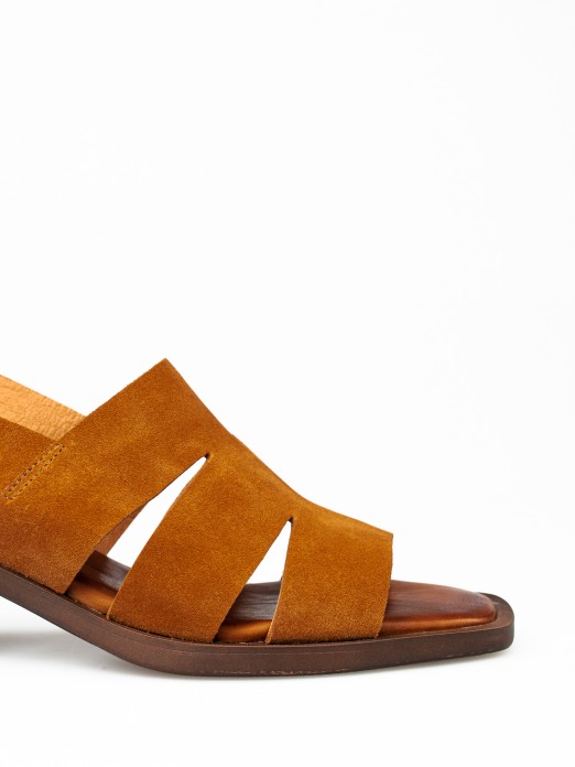 Suede Sandal with Openings