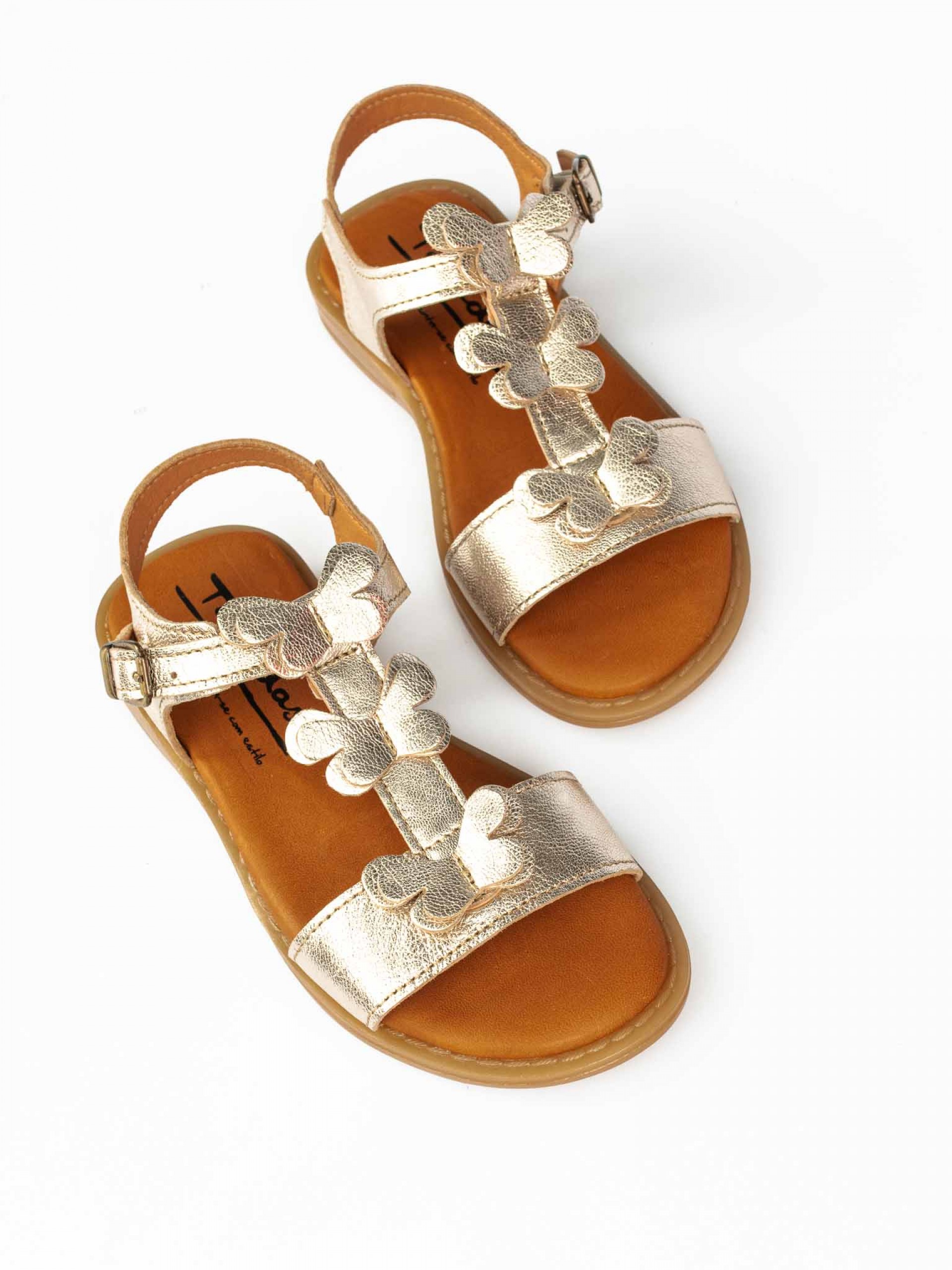 Sandália em Pele com Aplicação Borboletas 28/35