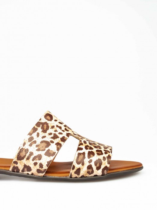 Animal-print Leather Slipper
