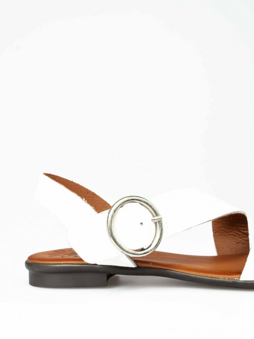 Leather Round Buckle Sandal